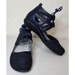 NAOT Kata Lace-up Shoes - Navy Blue Leather - Womens Size 8.5